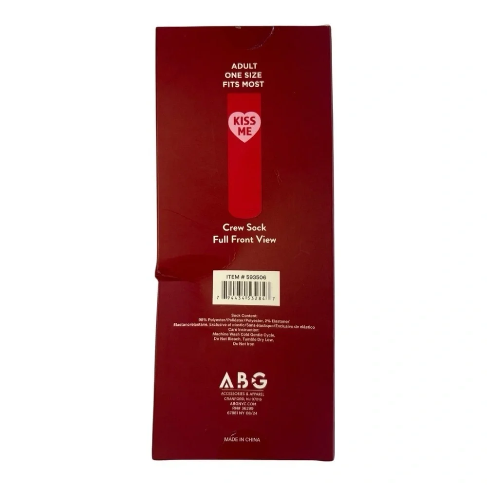 3/$25 Red 'Kiss Me' Valentine's Day Heart Socks